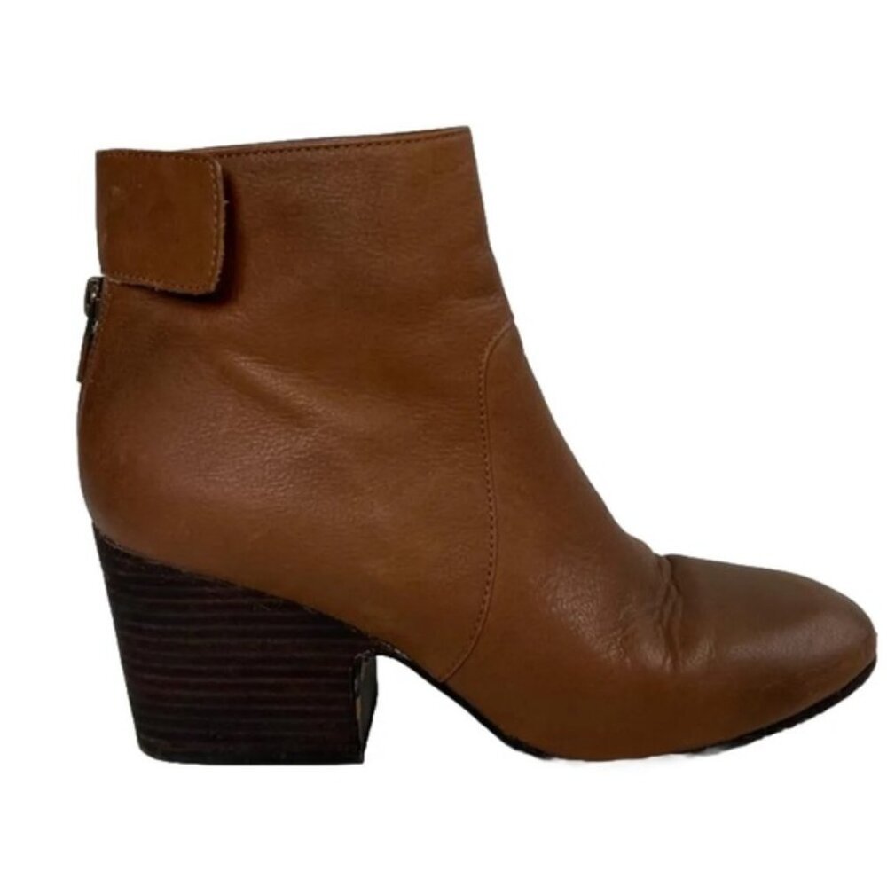 EILEEN FISHER Harris Vero Cuoio LEATHER Ankle Bootie Whiskey Zip Closure Size 9‎